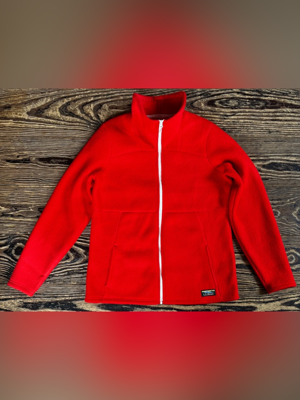 L.L. Bean Women’s Contoured Red Full-Zip Fleece Jacket